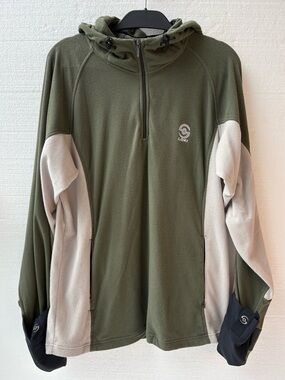 Loki Mens Quarter Zip Hooded Pullover Jacket Integrated Face Mask Mitts Hiking
